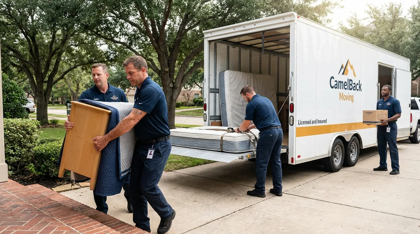 Crew loading residential truck for cross-state move from New Hope, PA