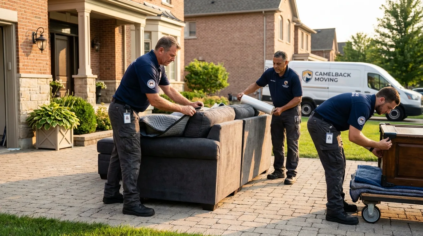 Large estate moving crew wrapping furniture in New Hope, PA