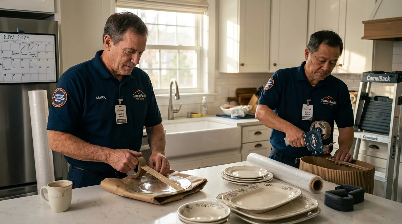 Professional crew packing kitchen dishware in New Hope, PA